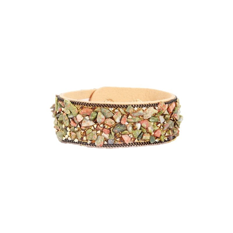 Stone Bracelets For Women Wrap Cuff Slake Leather
