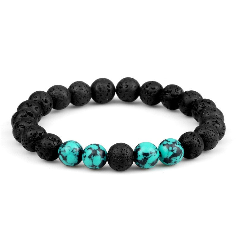Couples Beaded Bracelet 8mm Natural Black Lava