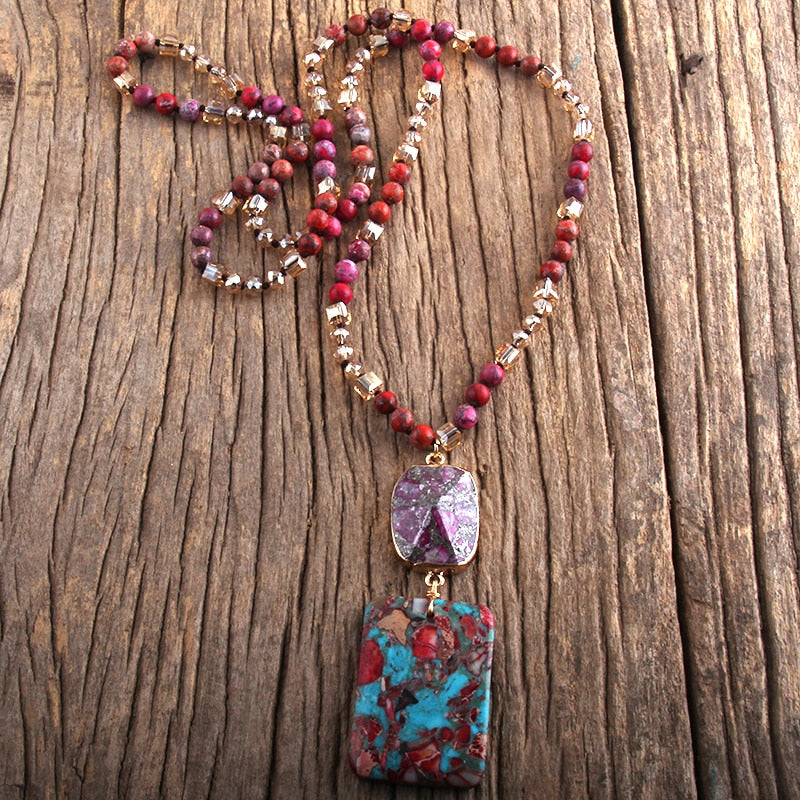 Bohemian Jewelry Natural Stones Crystal Stone Knotted