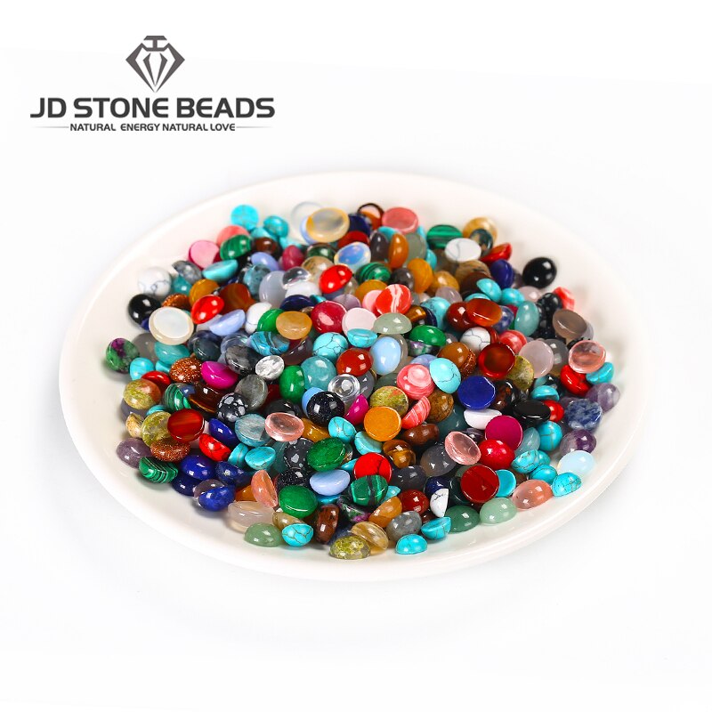 Flat Back Gemstone Mix Colors Natural Stone Cab