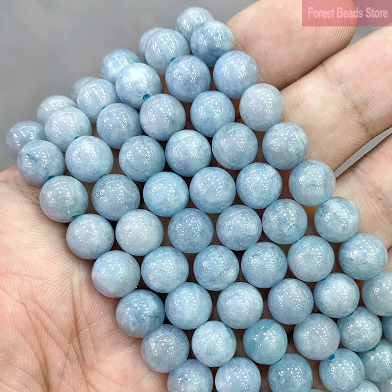Blue Chalcedony Natural Jasper Jade Stone Round