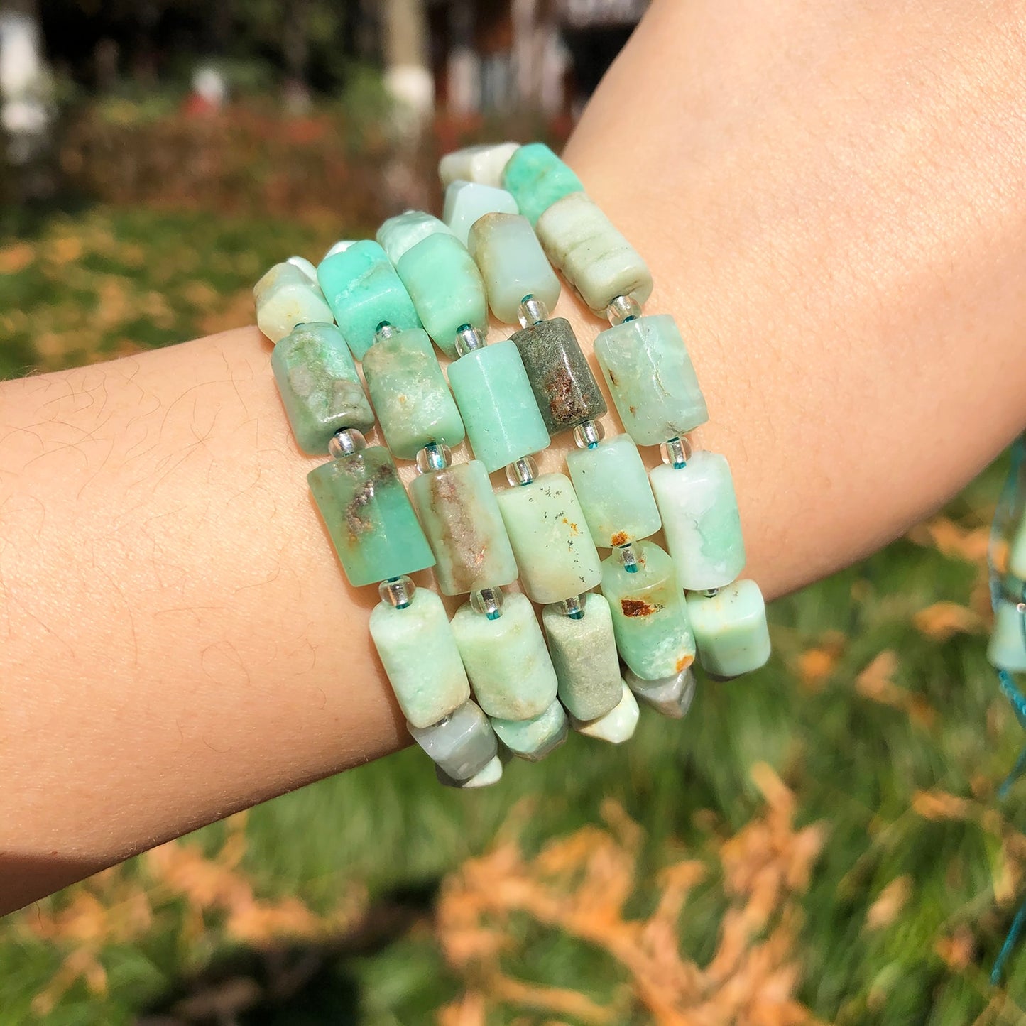 Natural Stone Chrysoprase Jades Loose Faceted Cylinder