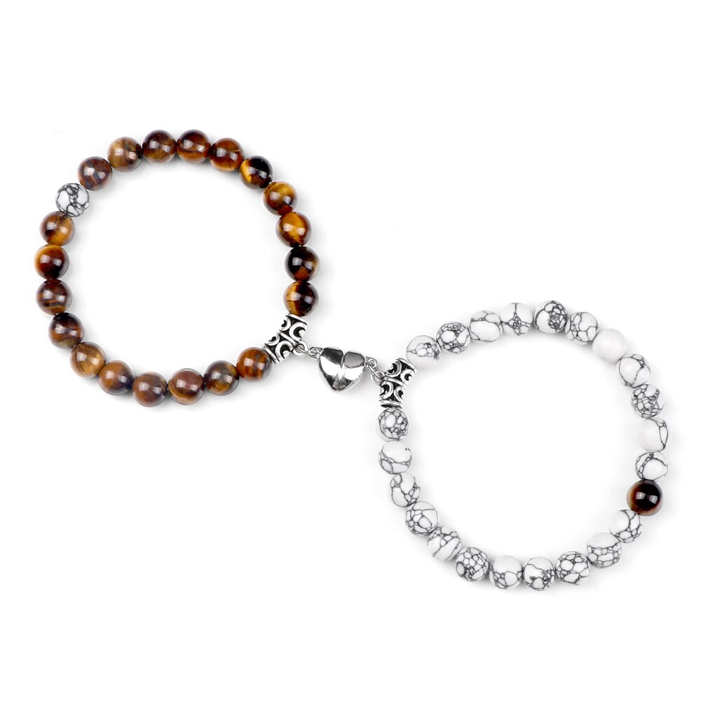 Stone Beads Bracelet for Lovers Heart Magnet Attraction