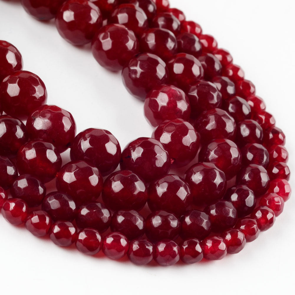 Natural Stone Beads Faceted Rubys Chalcedony Jades