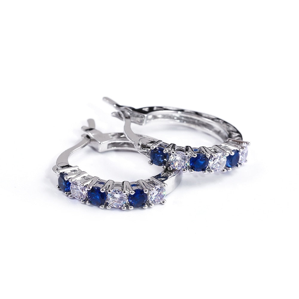 Earrings For Women With Round Sapphire Gemstones