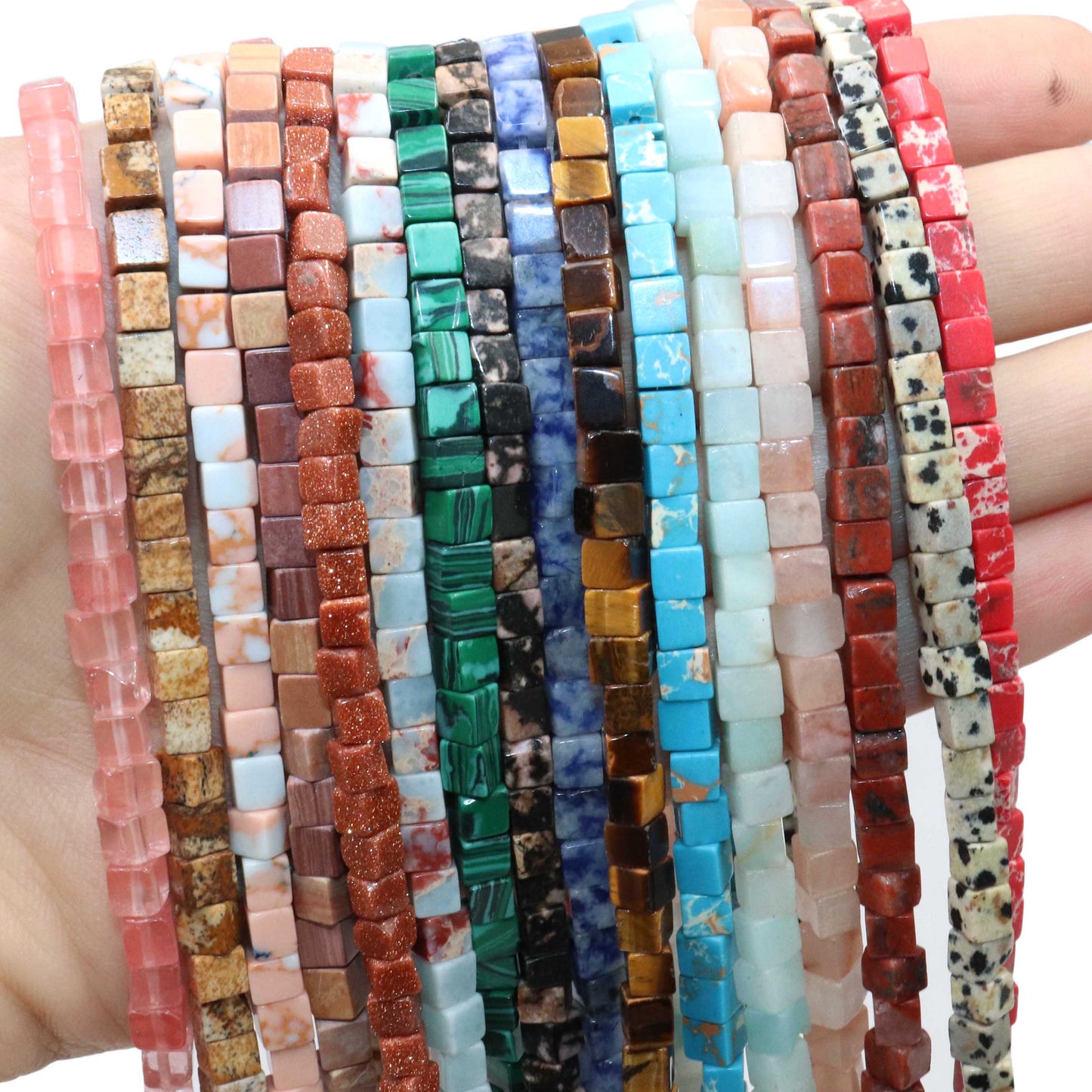 Square Pink Crystal Quartz Agates Jades