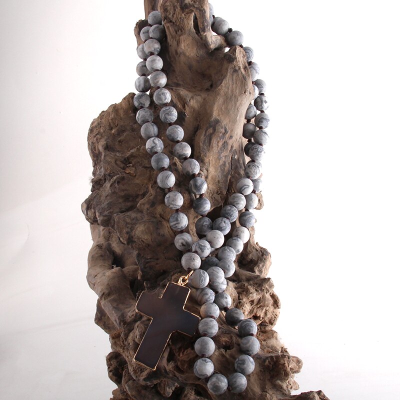 Bohemian Tribal Jewelry 8mm Natural Stones Knotted