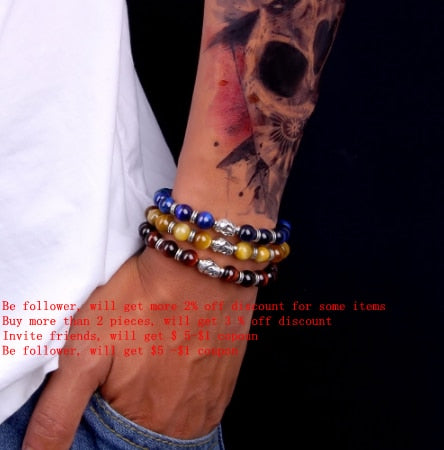 Fashion Natural Royal Blue Tiger Eye Stone Beads Bracelet