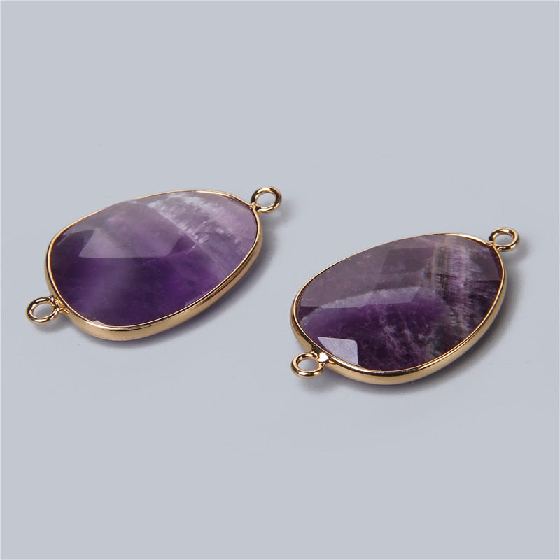 Double Sided Faceted Natural Stone Slice Charm