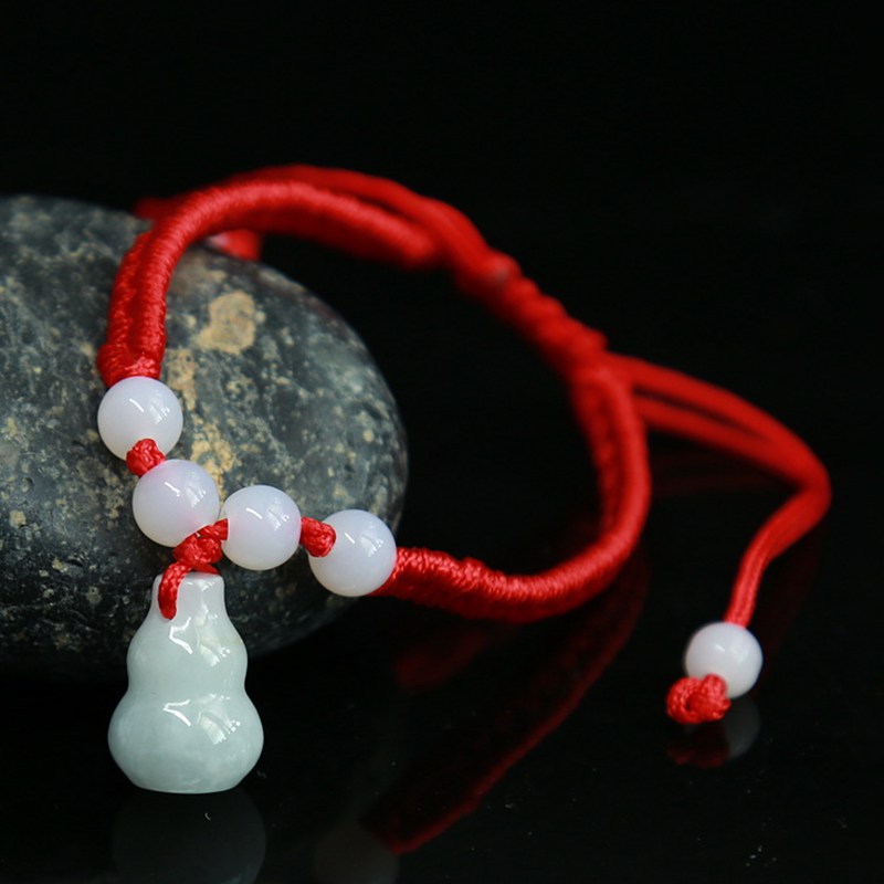 Geometric Natural Jade Red Rope Braid Bracelets