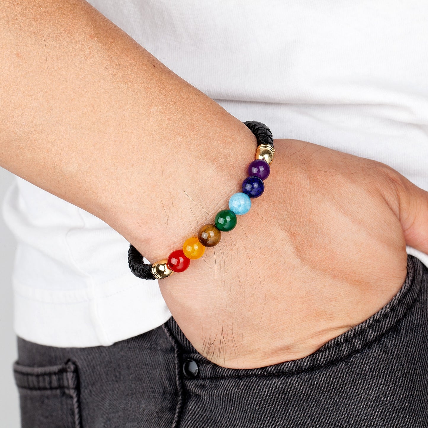 Chakra Bracelet For Women Round Natural Stone