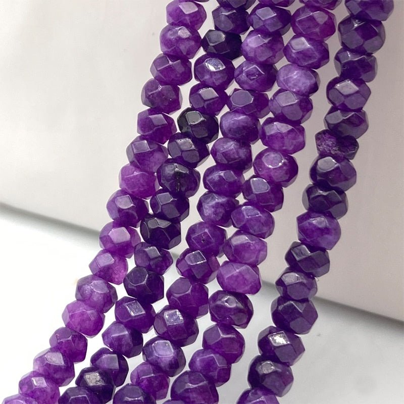 2-4mm Natural Stone Jades Faceted Flat Spacer