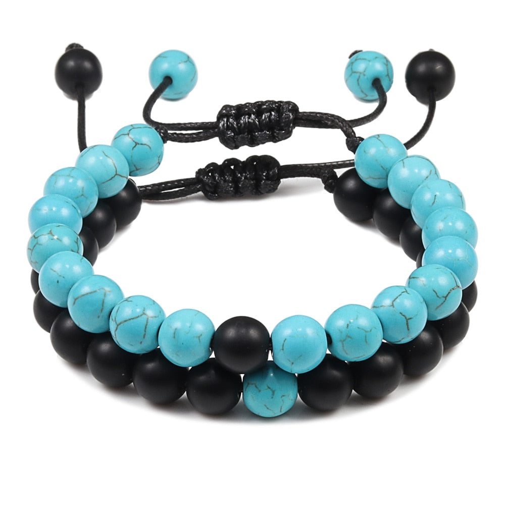Braided Bracelets Men Natural Stone Lava Bead