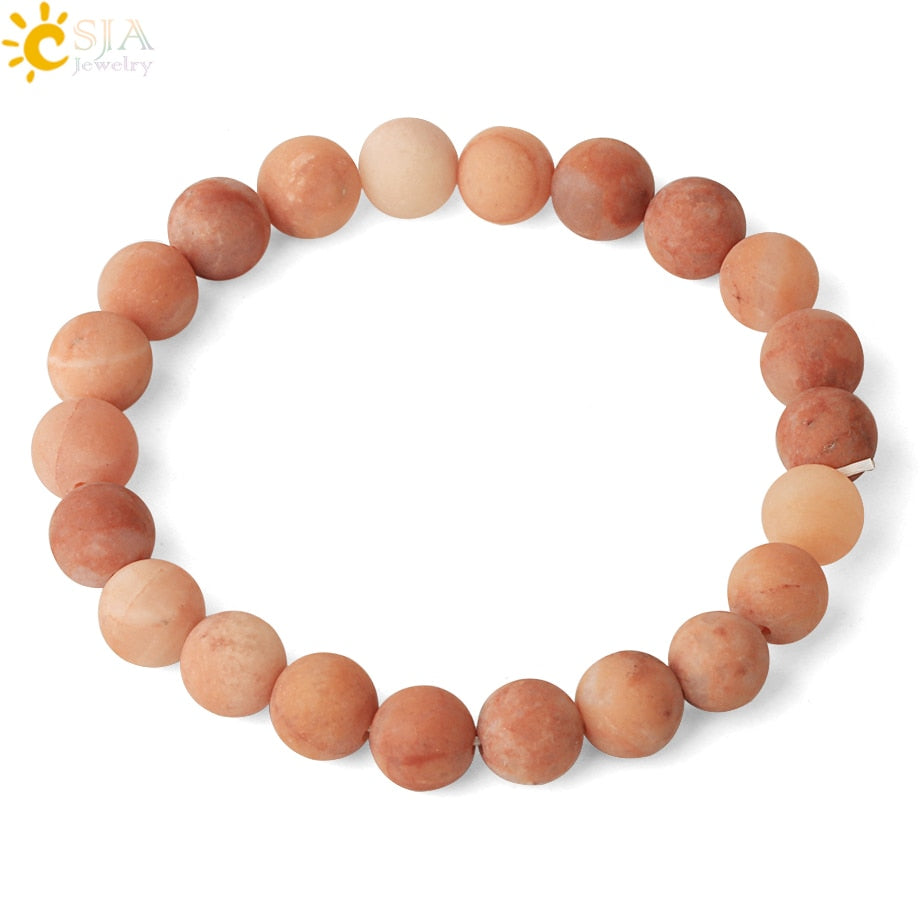 Natural Stones Strand Bracelets Single Color