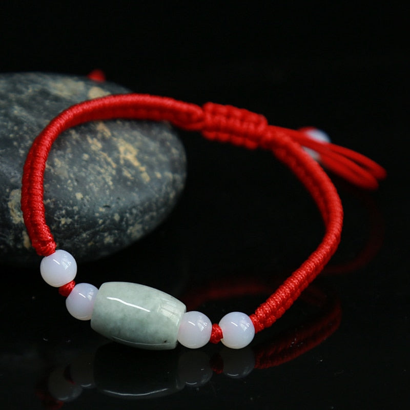 Geometric Natural Jade Red Rope Braid Bracelets