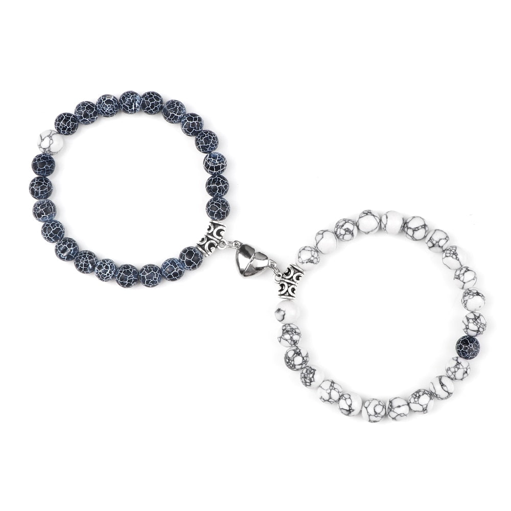 Stone Beads Bracelet for Lovers Heart Magnet Attraction