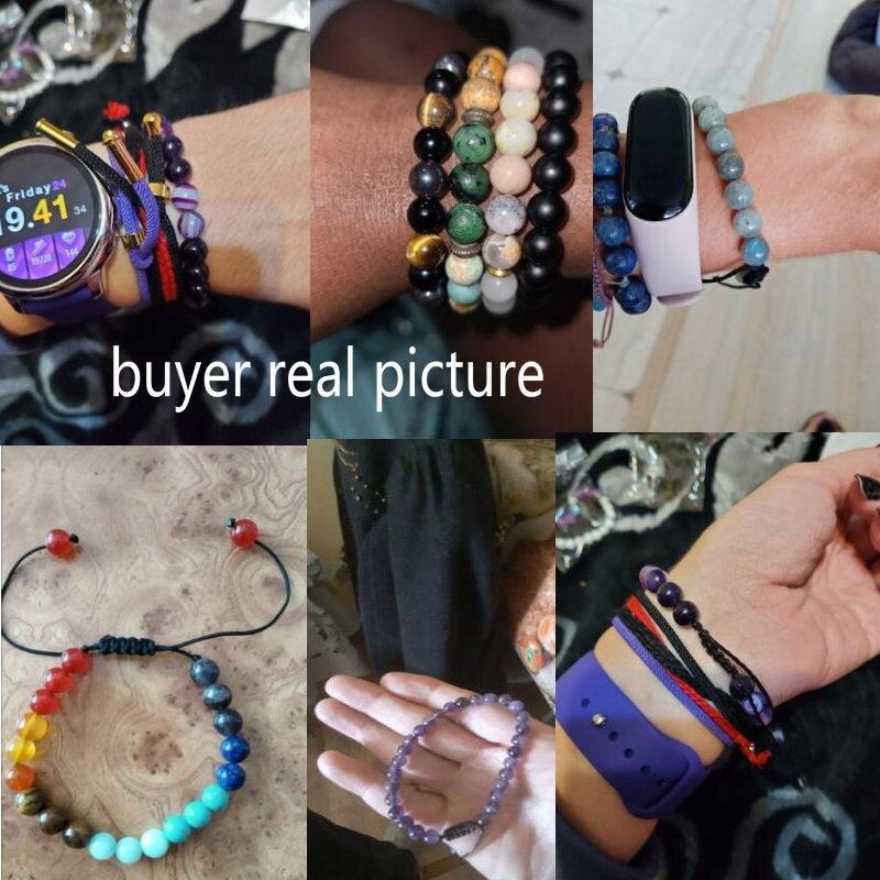 Stone Bracelet Men 8MM Beads Elastic Bracelet
