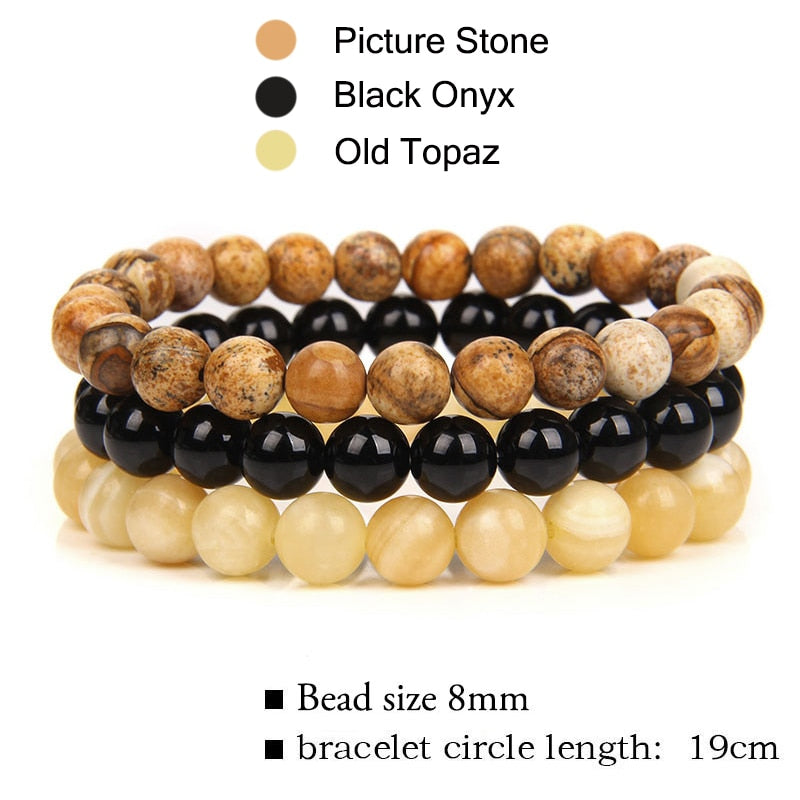 8mm Natural Stone Bracelet Sets Rhodonite