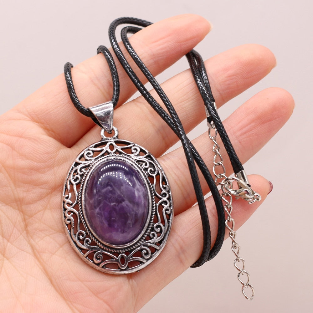 Natural Stone Necklace Water Drop Crystal