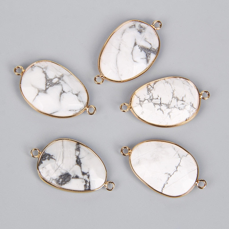 Double Sided Faceted Natural Stone Slice Charm
