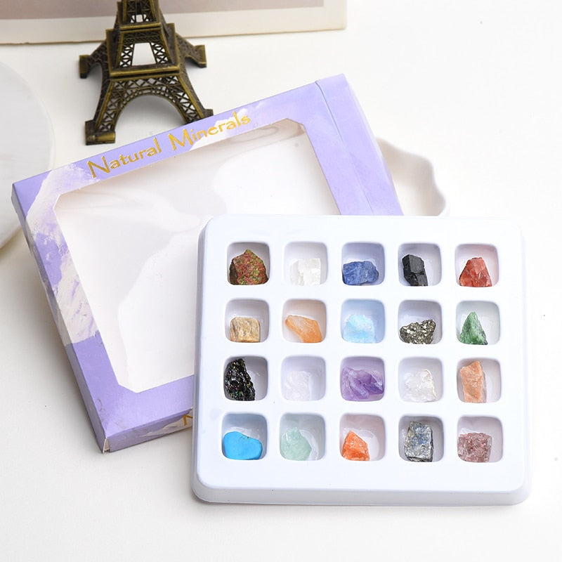 Natural Stone Fossil Box Raw Mineral Crystal Fluorite