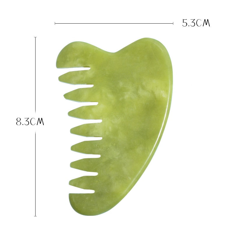 Green Jade Gua Sha Natural Stone Smooth Cold