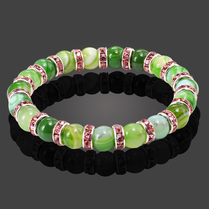 Round Beads Bracelets Bangles Women Crystal