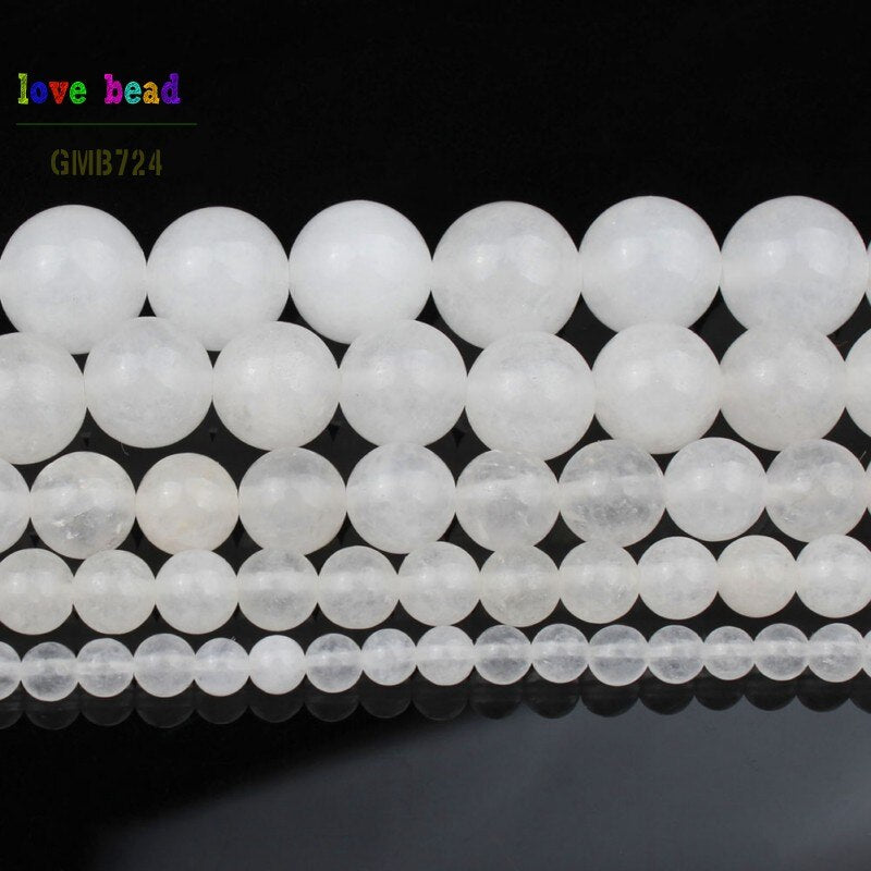 White Jades Stone Round Loose Beads For Jewelry Making