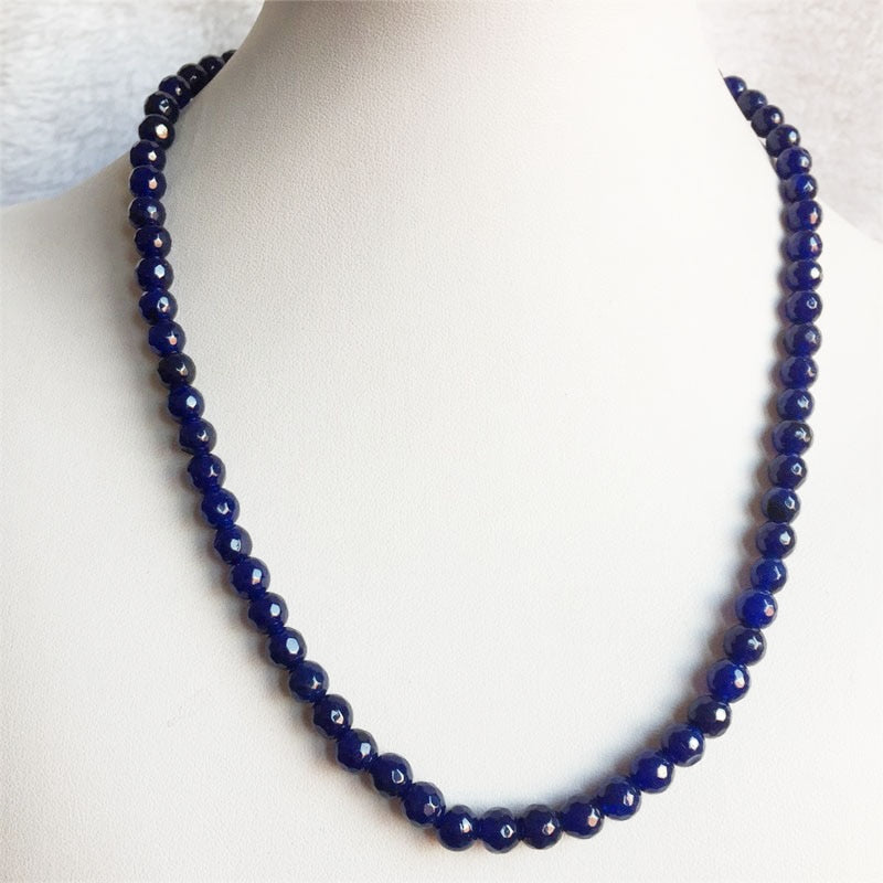 Faceted Sapphire Emerald Ruby Jade Necklace Natural Stone