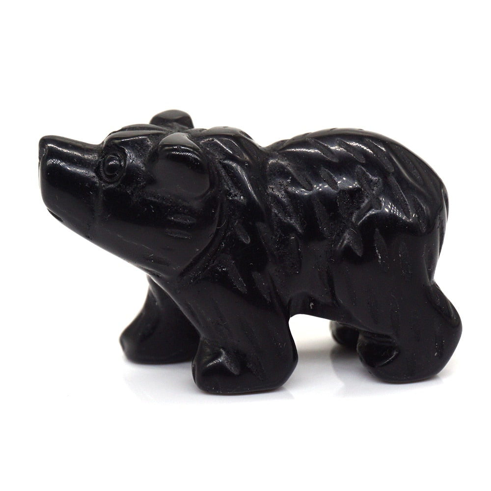 Bear Statue Natural Stone Hand Carved Figure Room