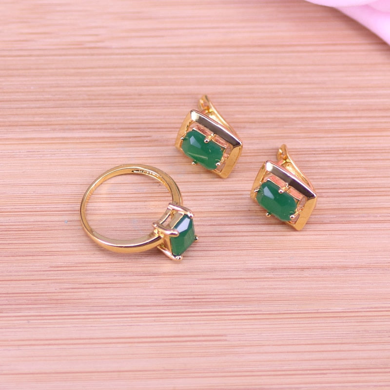 Jade Rose Gold Cotume Jewelry For Women Hoop Earrings