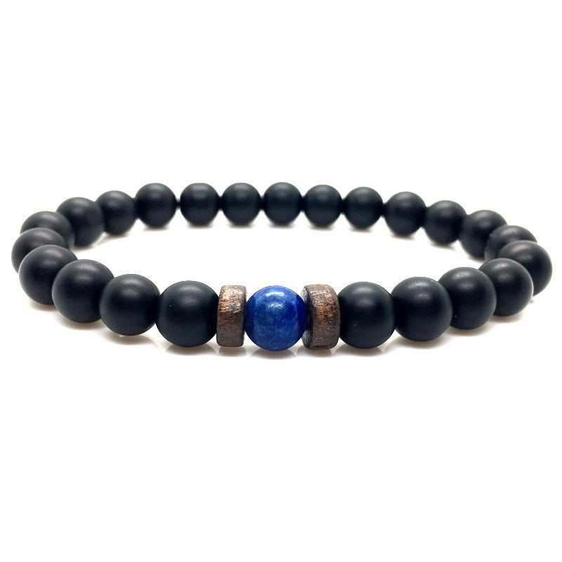 Lava Stone Men Bracelet Natural Moonstone Bead