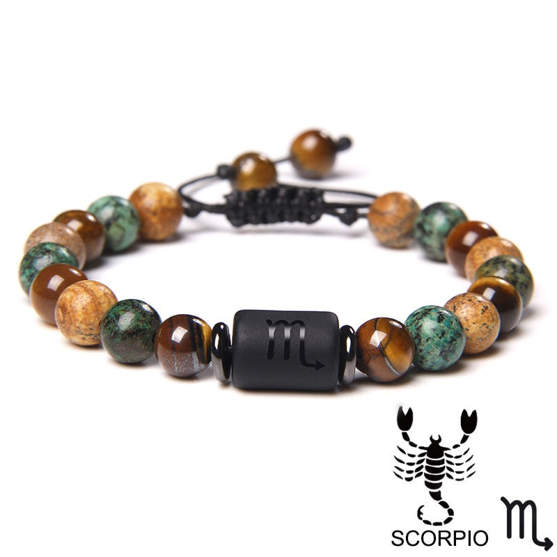 12 Zodiac Signs Constellation Bracelet Natural Picture