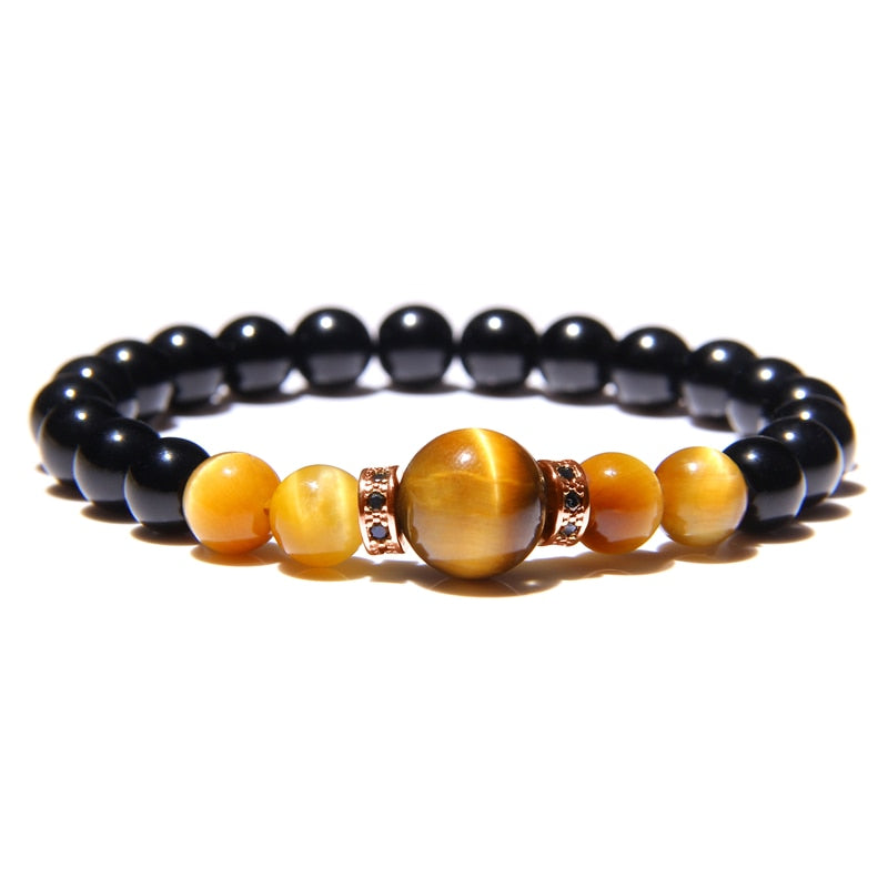 Natural Stone Bracelets Men Royal Blue Tiger Eye