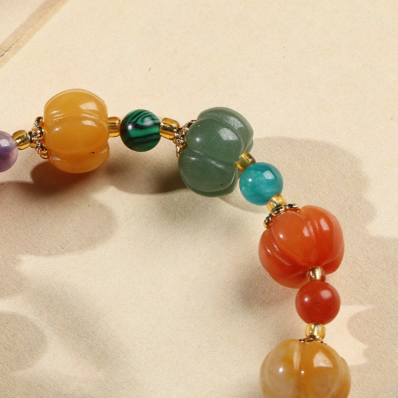 Natural Gold Jade Pumpkin Beads Bracelets