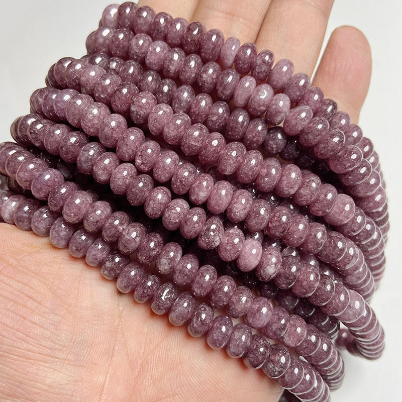 Stone Rondelle Beads Jaspers Jade Spacer Round Flat Bead