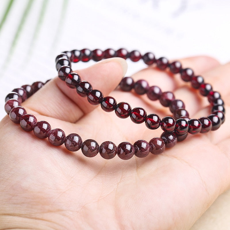 JD Natural Dark Garnet Bead Bracelets Women