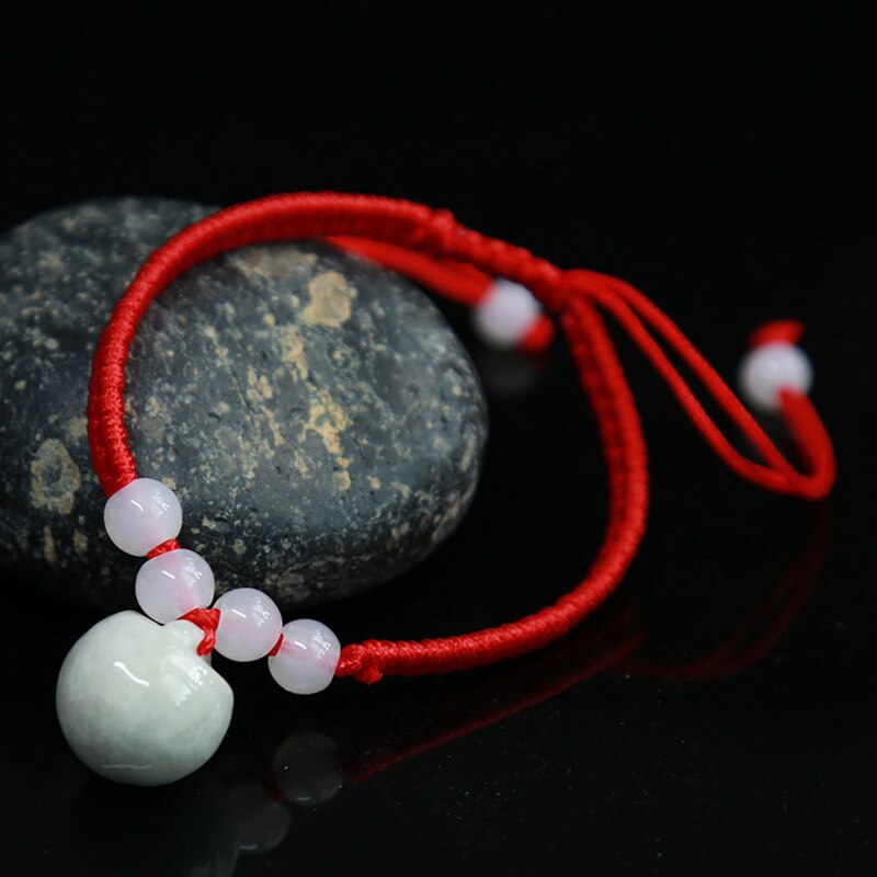 Geometric Natural Jade Red Rope Braid Bracelets