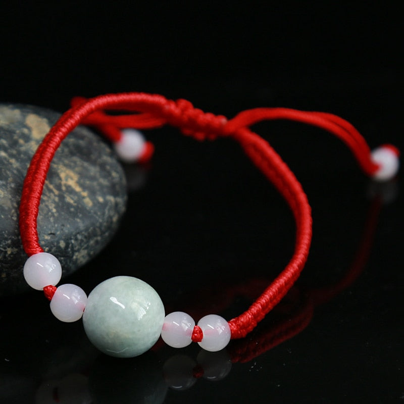 Geometric Natural Jade Red Rope Braid Bracelets