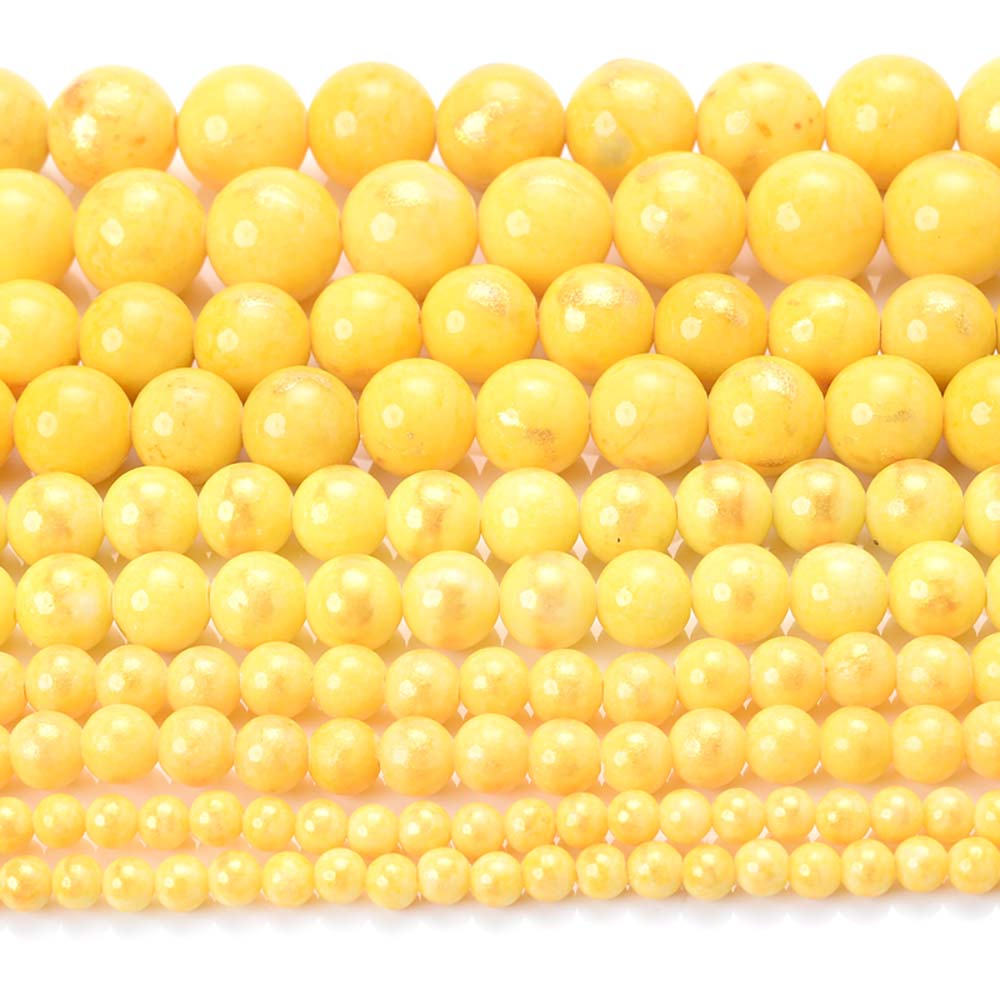 Natural Stone Bead Yellow Golden Jades Round