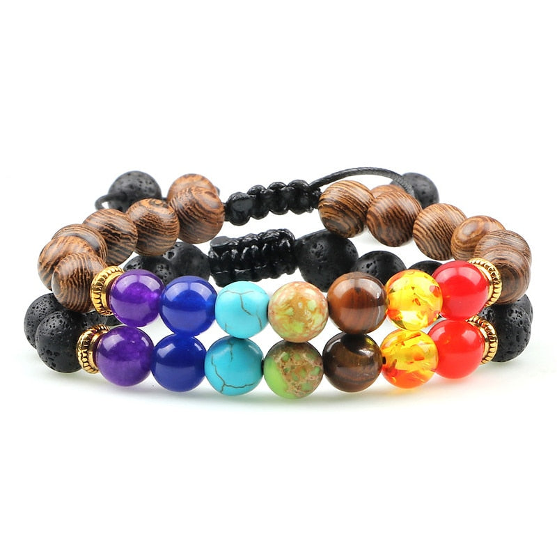 Men Women 8mm Natural Beaded Bracelet Lava