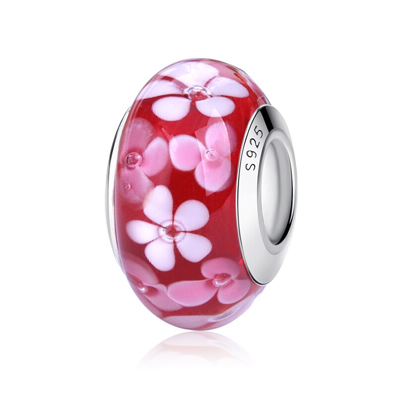 Sterling Silver Glass Bead Wood Stone Murano Flower