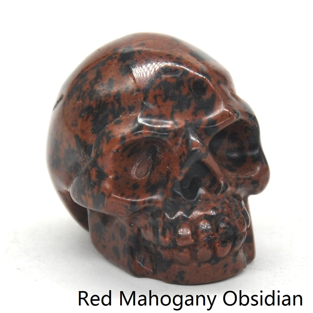 Skull Statue Natural Amethyst Black Obsidian Stone