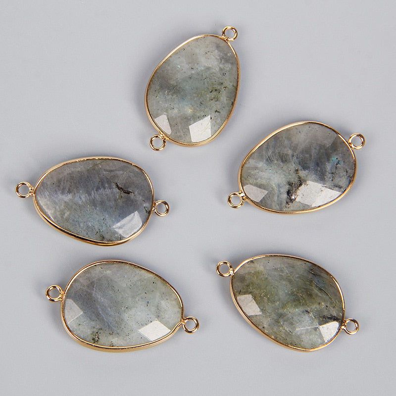 Double Sided Faceted Natural Stone Slice Charm