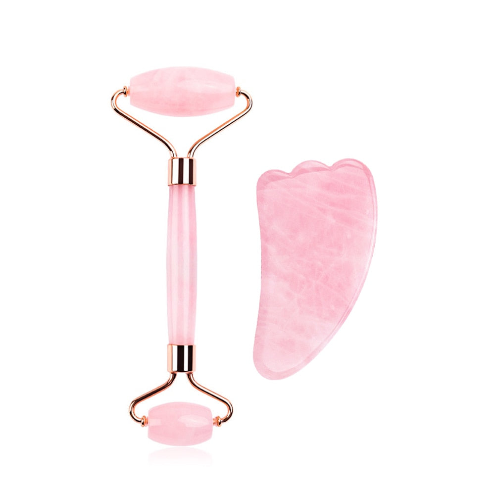 Natural Rose Quartz Roller Facial Jade Roller Stone