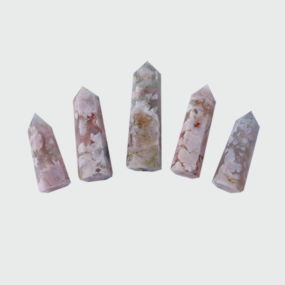 Pink Quartz Tower Sakura Agate Crystal Point Energy