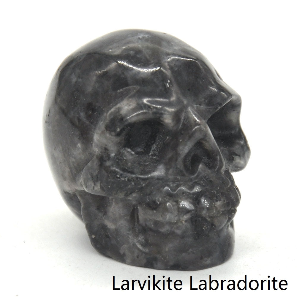 Skull Statue Natural Amethyst Black Obsidian Stone
