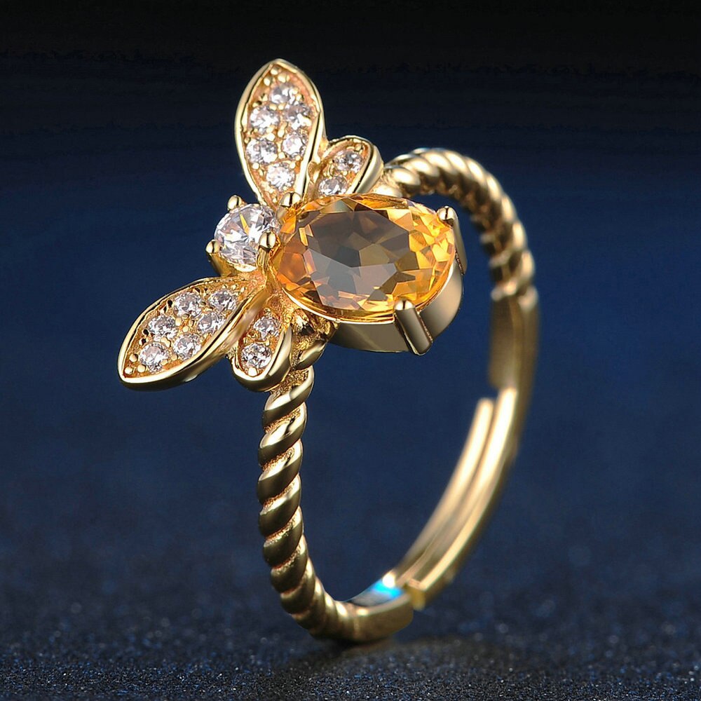 Natural Yellow Jade Citrine Ring Jadeite Amulet