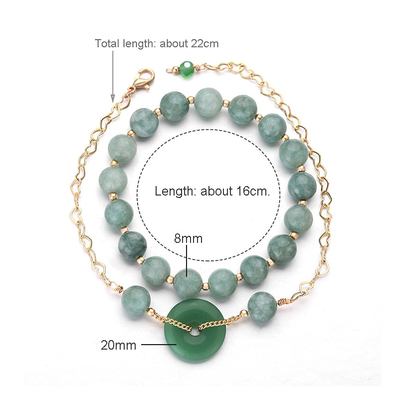 Double Layers Green Natural Crystal Jade