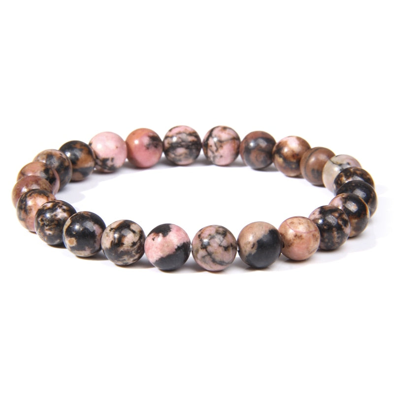 8mm Natural Stone Bracelet Sets Rhodonite